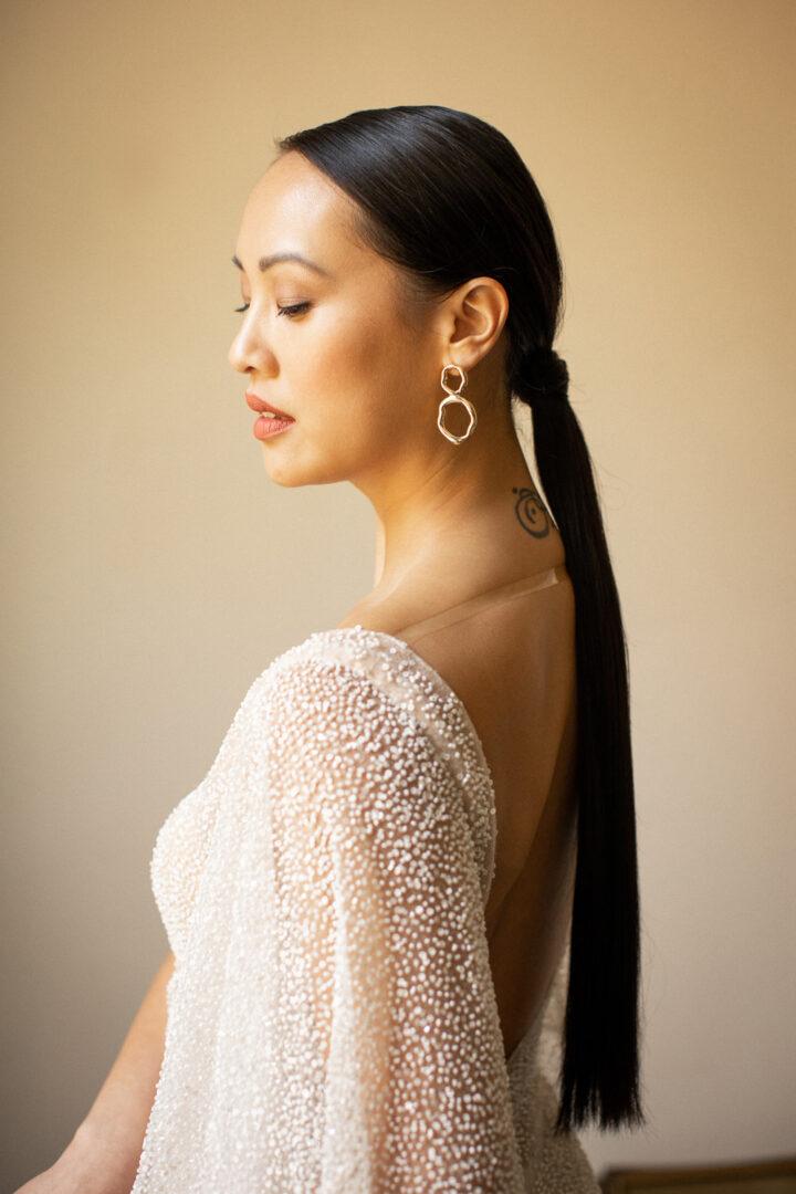 Modern sleek bridal hairstyle