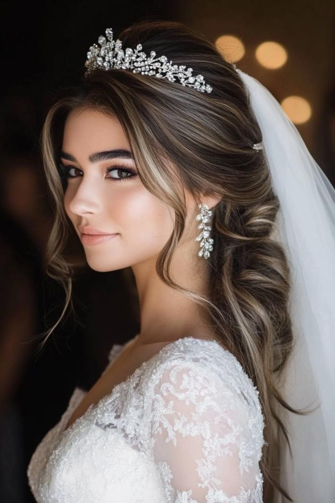 Bridal hairstyle with hair accessories