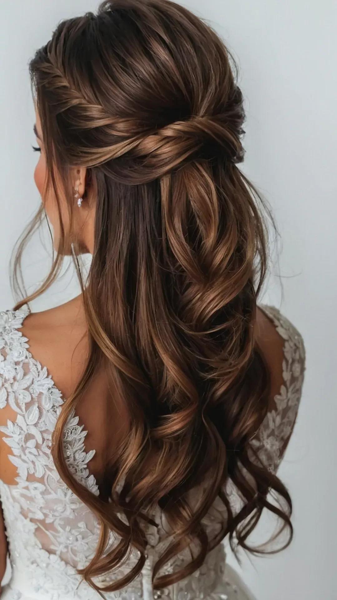 Half up half down bridal hairstyle