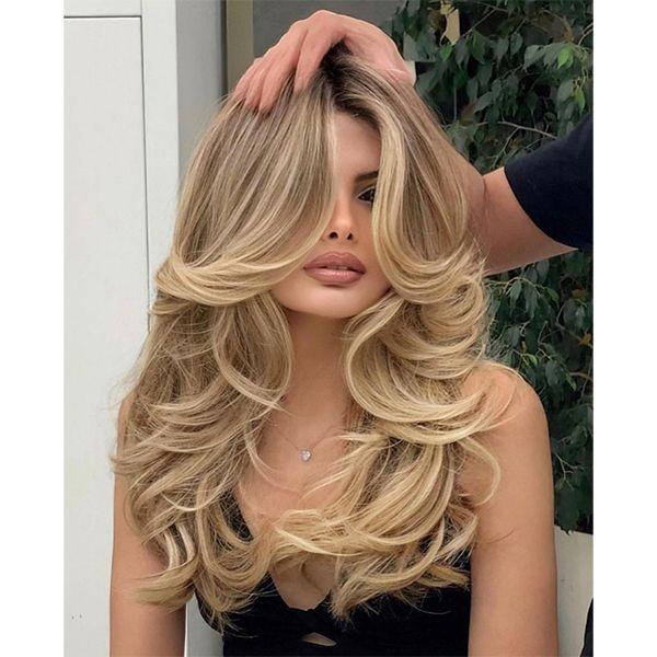 Thick hair 90s layered blowout