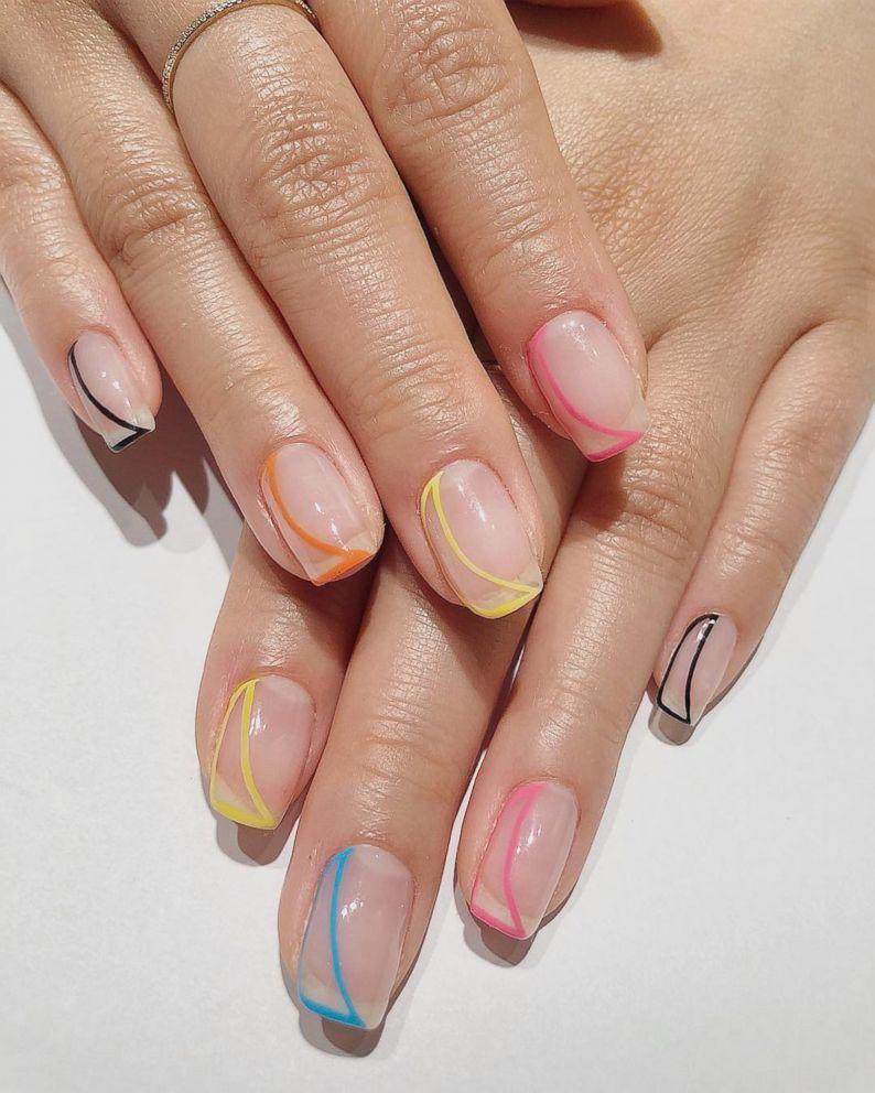 Abstract thin line manicure