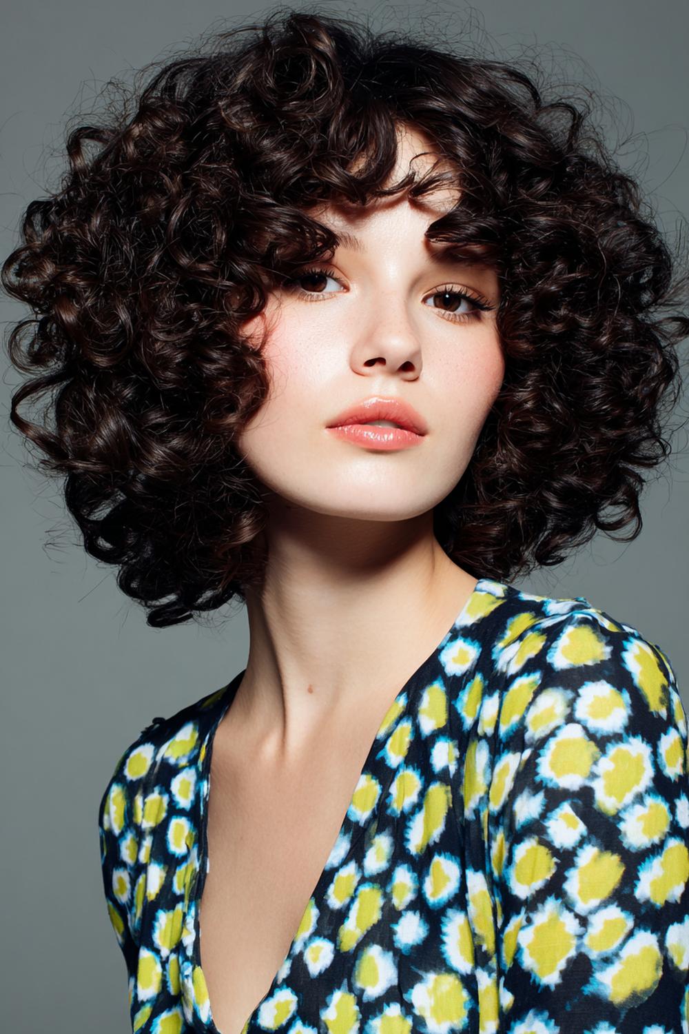 14. Best Hairstyles for 2026: Curly Haircut with Curly Fringe and Cheekbone Lift
