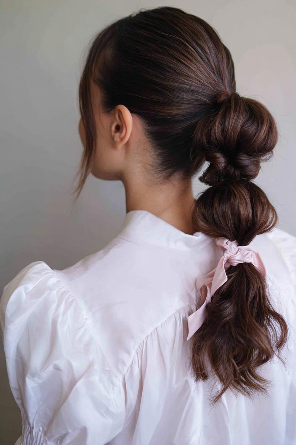17. Best Hairstyles for 2026: Bubble Ponytail Hairstyle with Soft Volume and Satin Ties