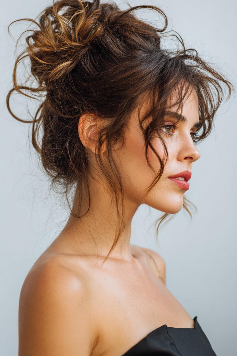 19. Best Hairstyles for 2026: Messy Bun Hairstyle with Loose Tendrils and Airy Texture
