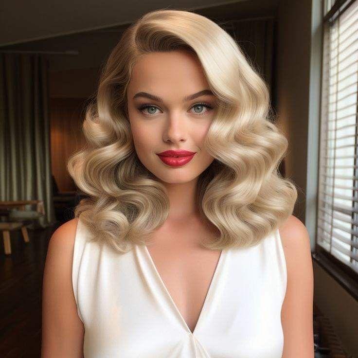 Voluminous blonde Hollywood waves
