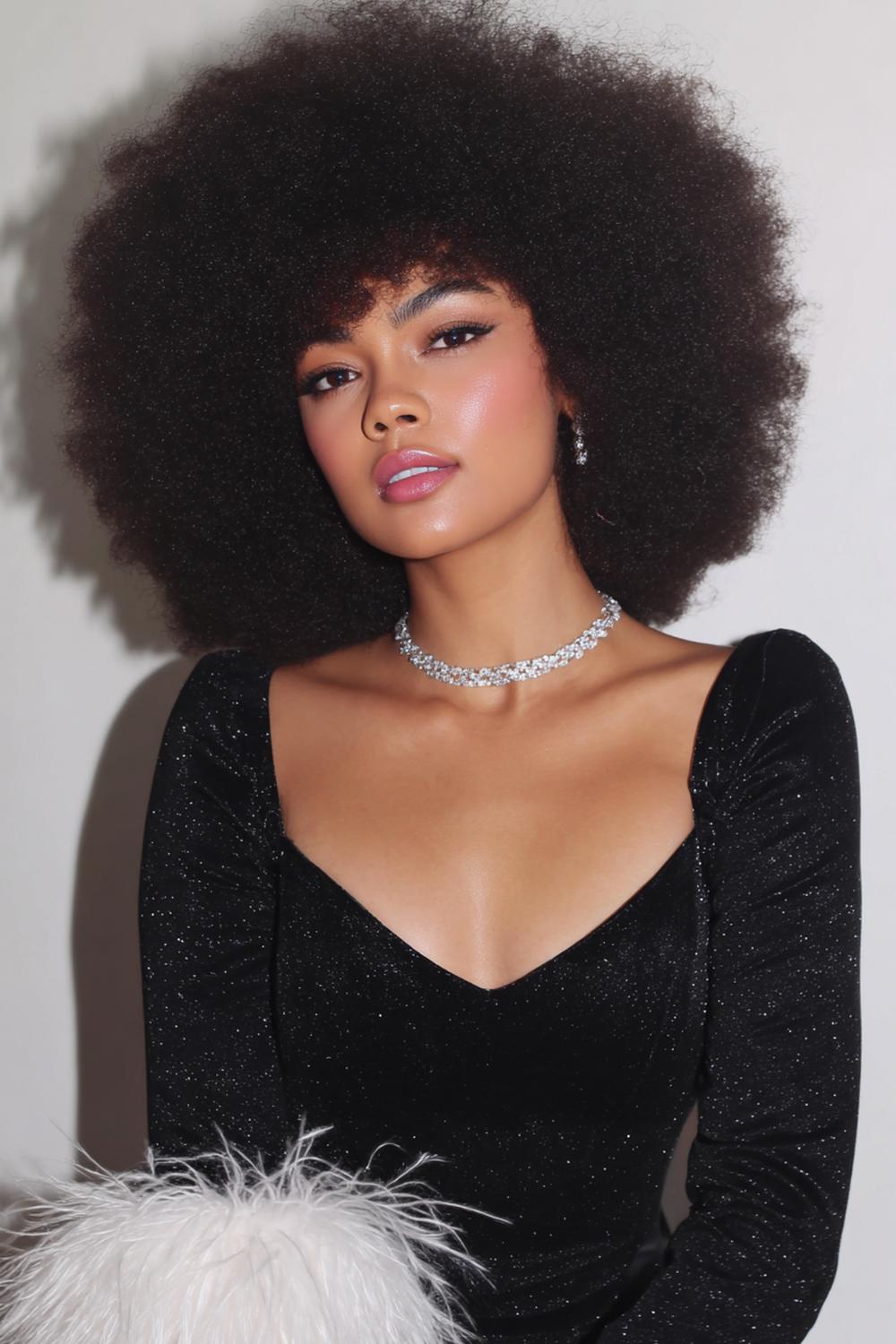 20. Statement Celebrity Inspired Hairstyles 2026 Voluminous Afro with Shaped Halo
