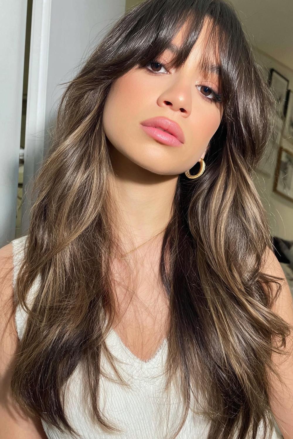 4. Airy Celebrity Inspired Hairstyles 2026 Curtain Bangs with Long Layers