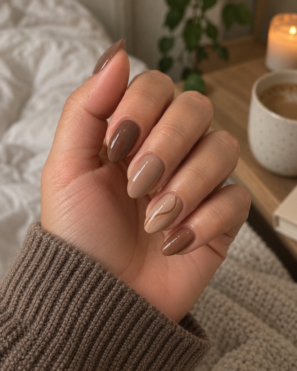 coffee toned nude nails