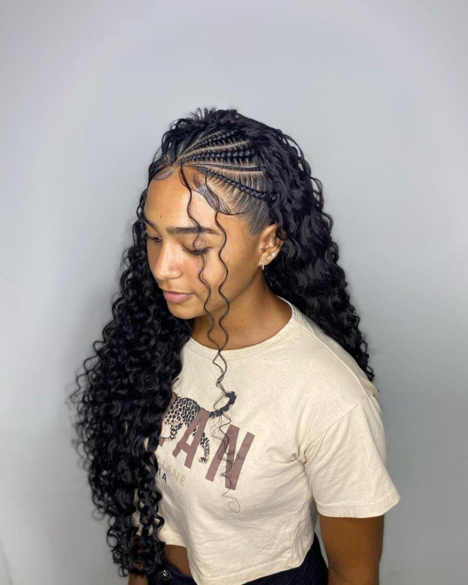 Braided curly hairstyle