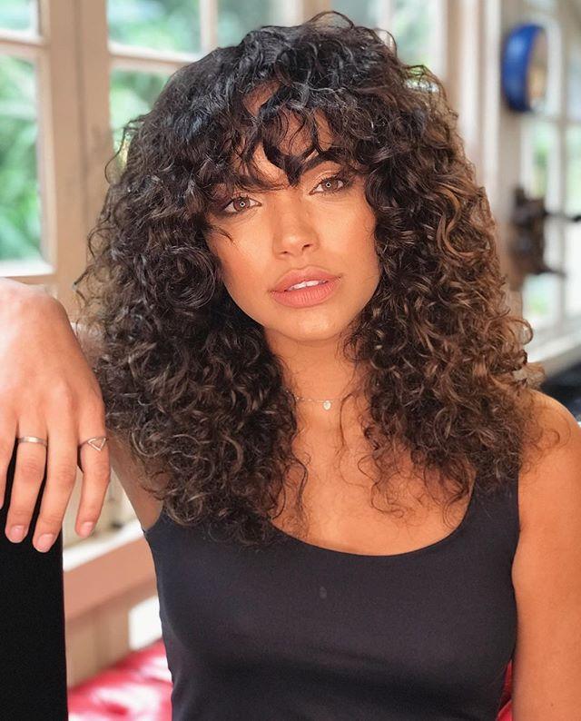 Curly hair with bangs
