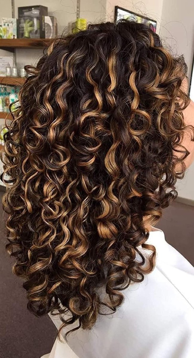 Curly hair with highlights