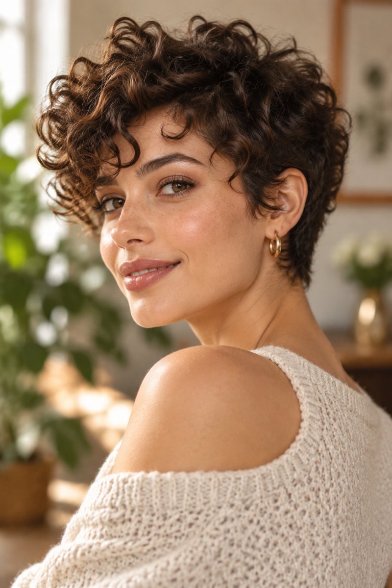 Curly pixie haircut