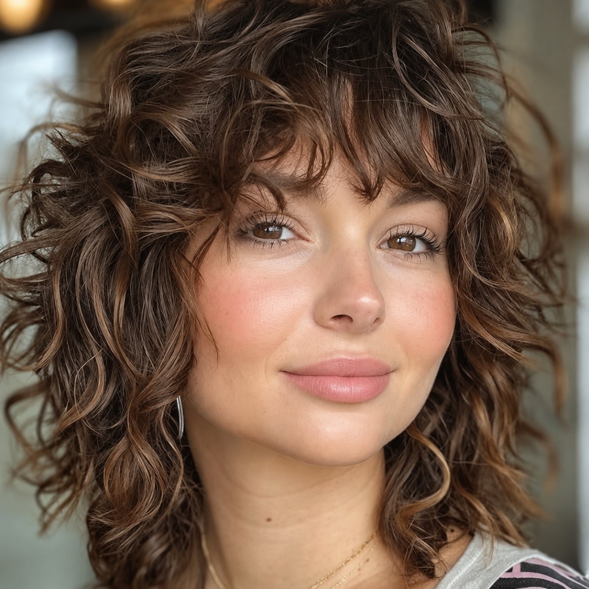Curly shag haircut