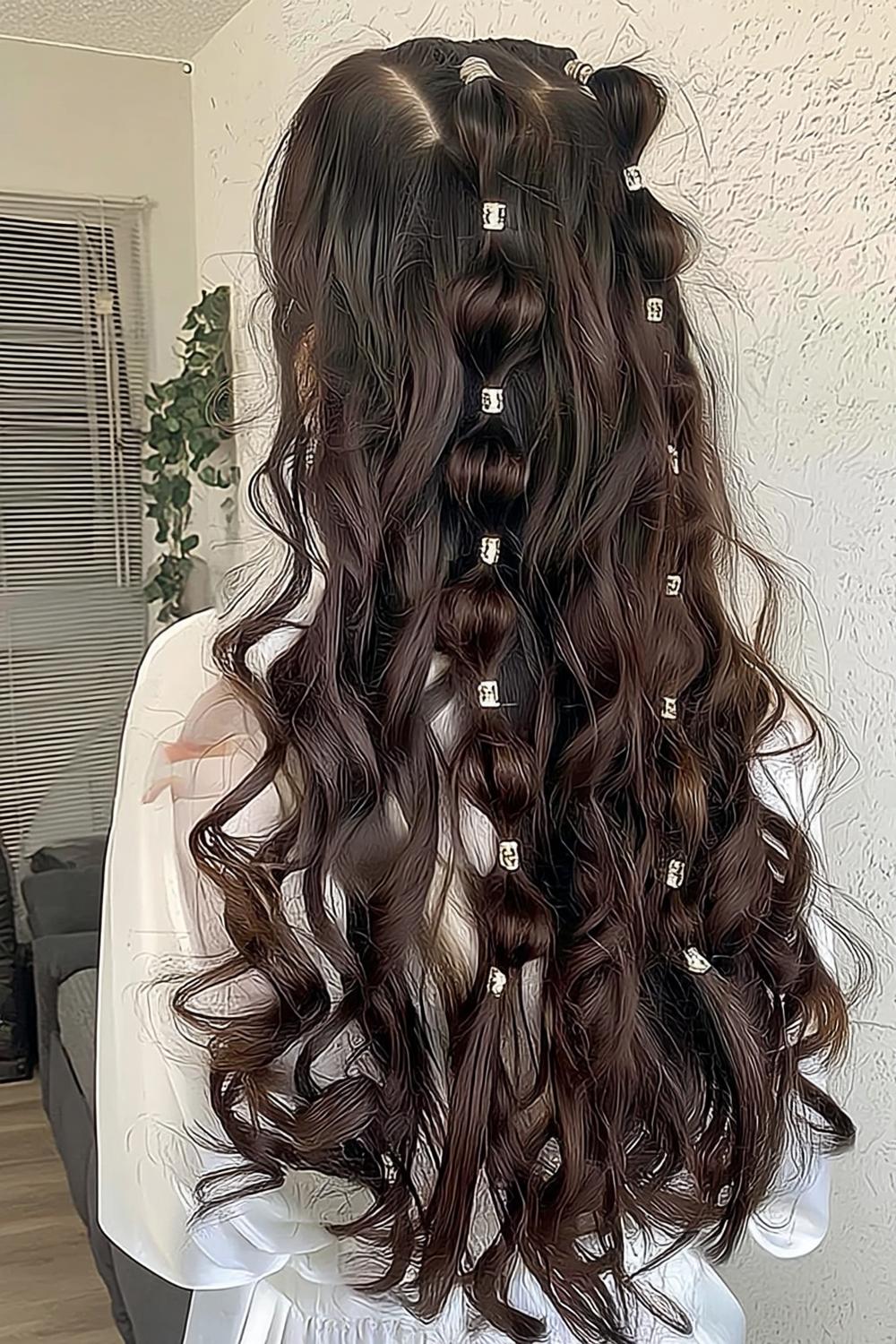 Cascading Curls with Hair Jewelry