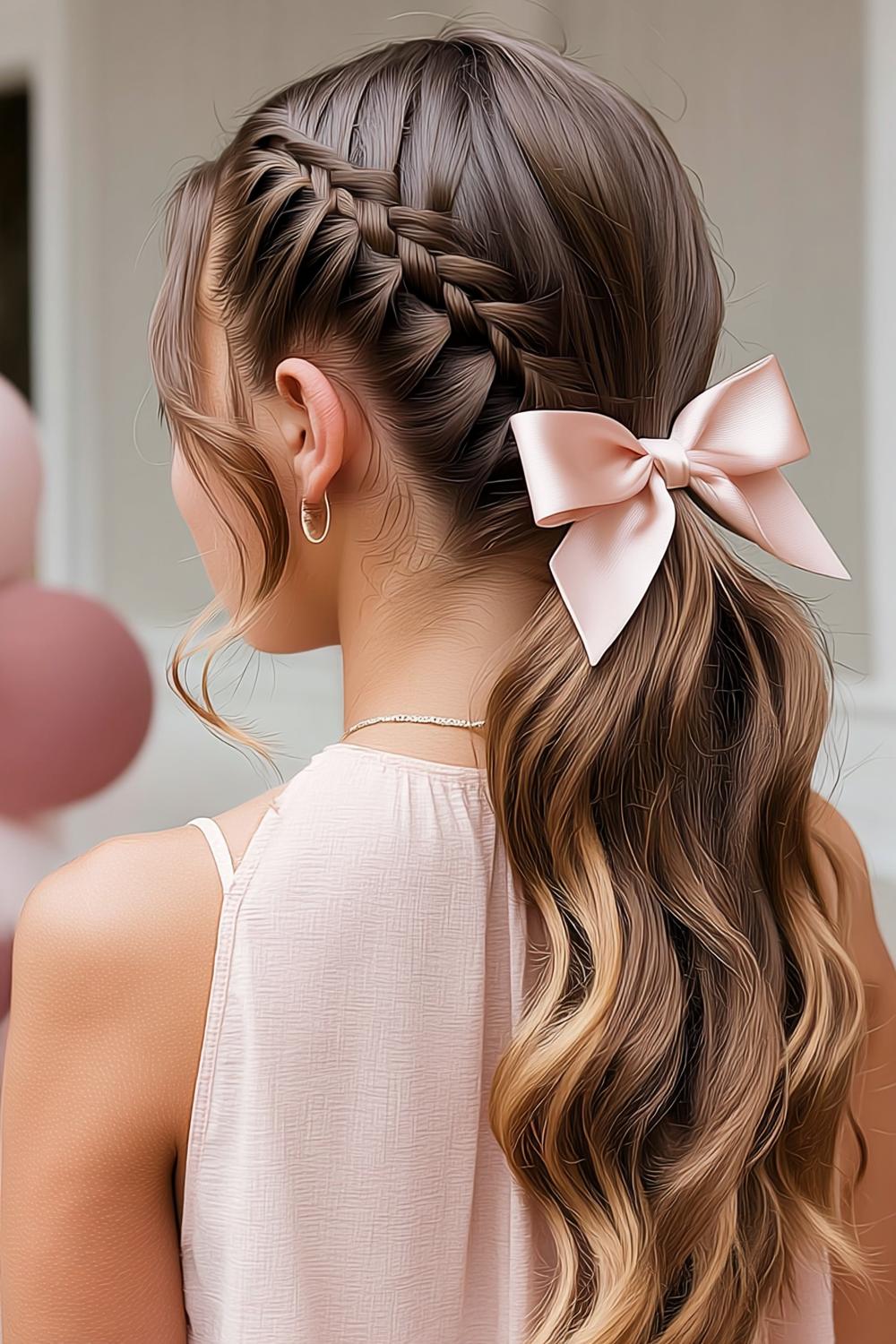 Pink Bow Side Braid Romance