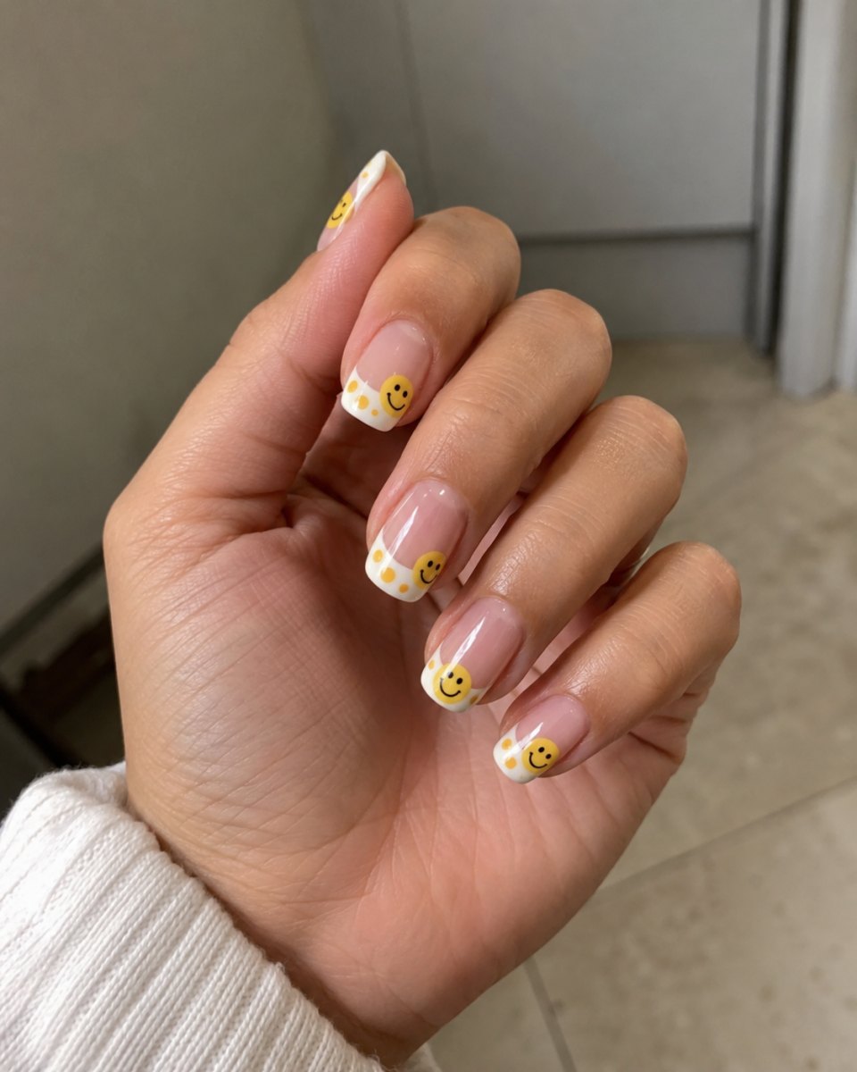 Smiley French tip manicure