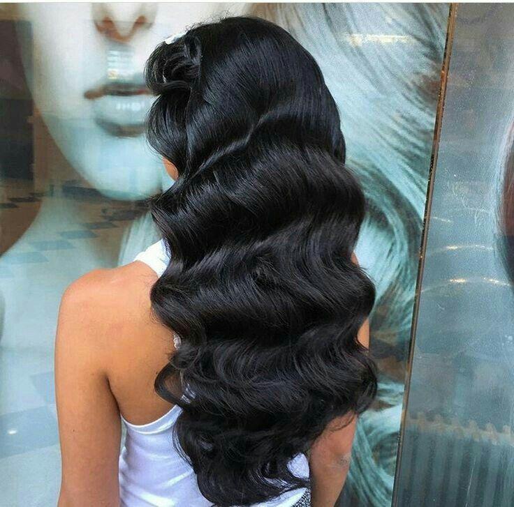 Deep black Hollywood waves