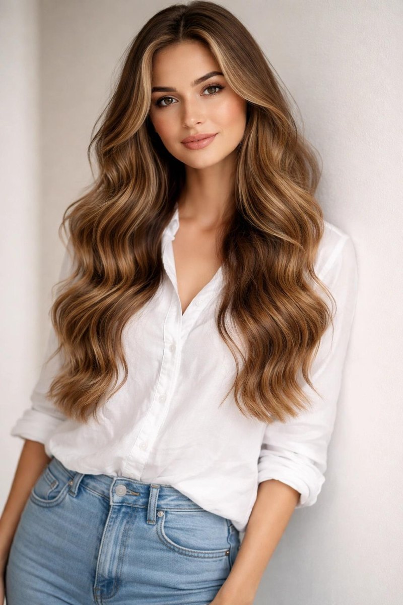 Voluminöse Hollywood Wellen offene Haare für einen Abendlook