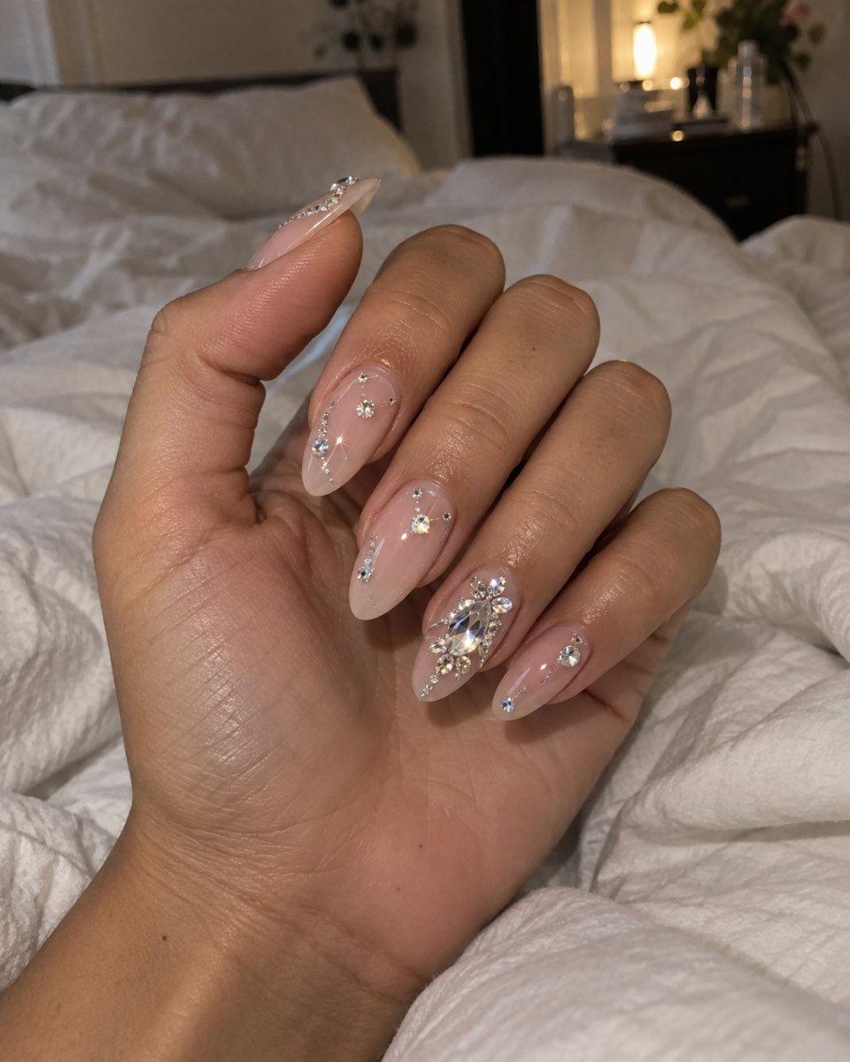 Glam crystal nail design