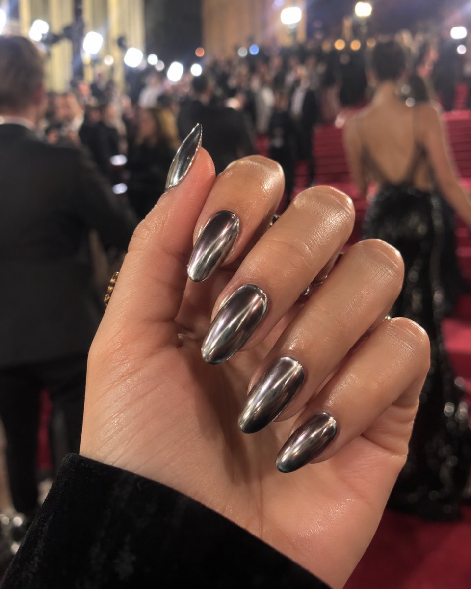 Metallic silver nail inspiration
