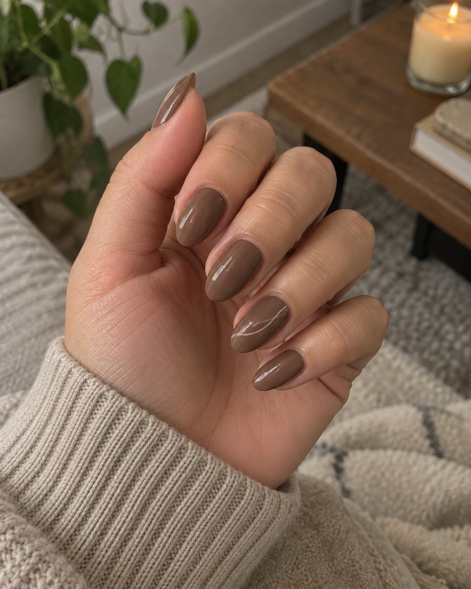 dusty brown minimal nails