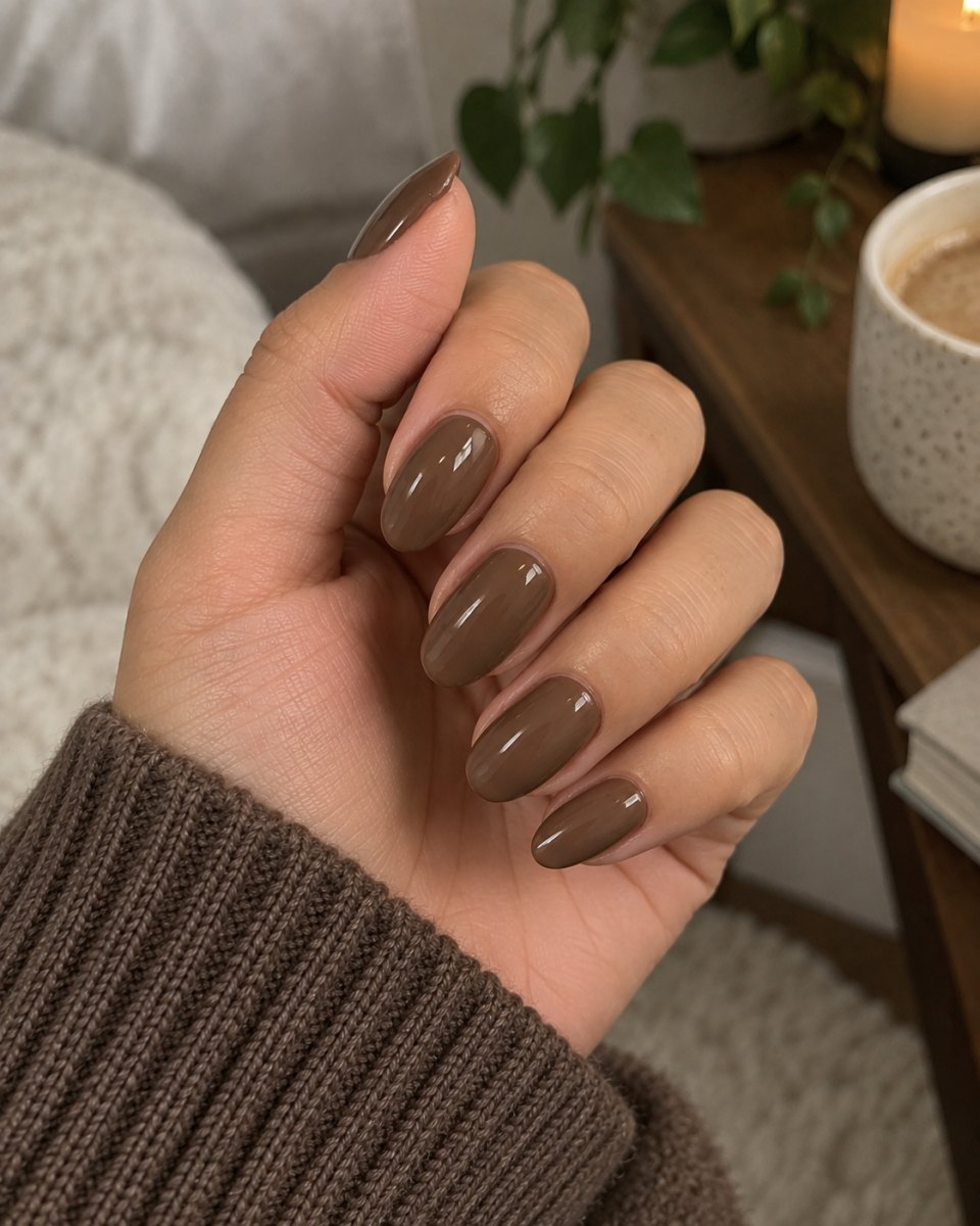 earthy brown gel nails