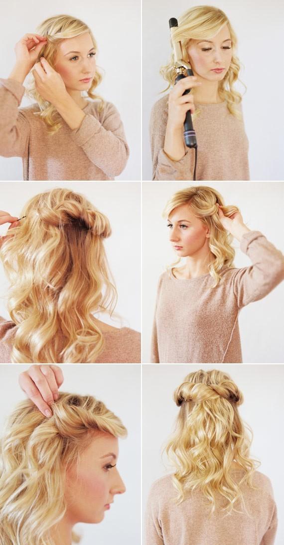 DIY half up Hollywood waves tutorial