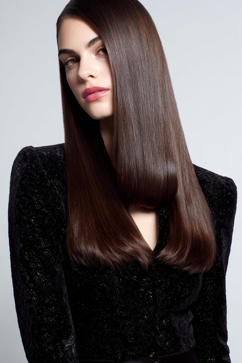 14. Sleek Straight Hairstyle with Heatless Overnight Wrap and Sharp Part