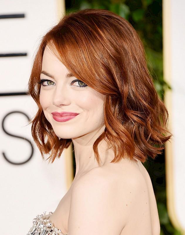 Emma Stone wavy red bob haircut inspiration