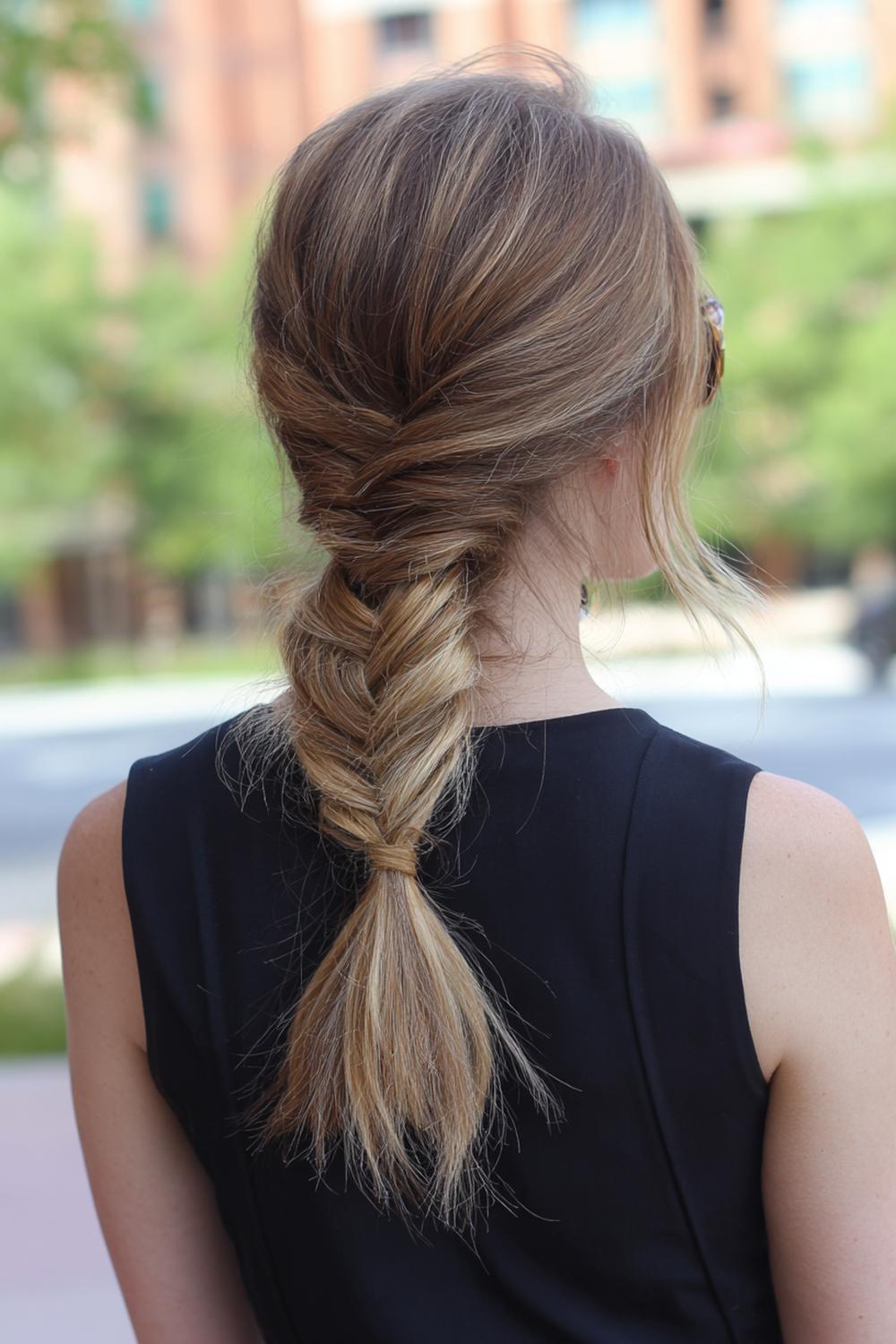 14. Everyday Hairstyles for Women: Fishtail Braid with Sleek Top and Textured Tail