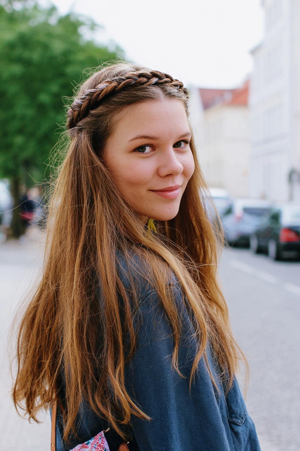 15. Everyday Hairstyles for Women: Braided Headband with Loose, Airy Lengths