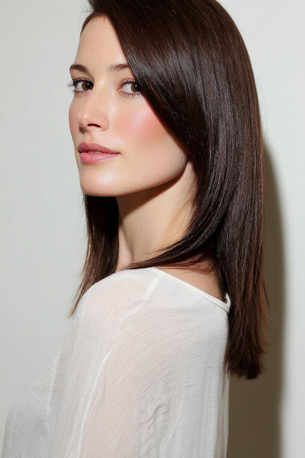 18. Everyday Hairstyles for Women: Sleek Straight Blowout with Tucked-Behind-Ear Finish