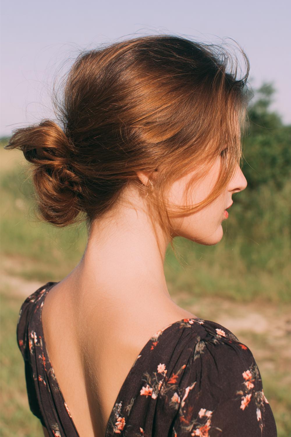 5. Everyday Hairstyles for Women: Messy Low Bun with Wispy, Romantic Texture