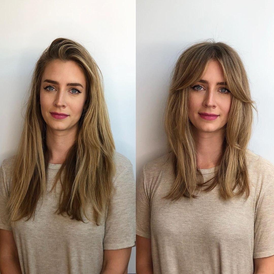 Curtain bangs before after transformation