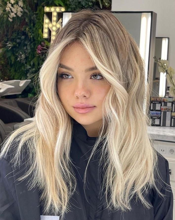 Middle part curtain bangs