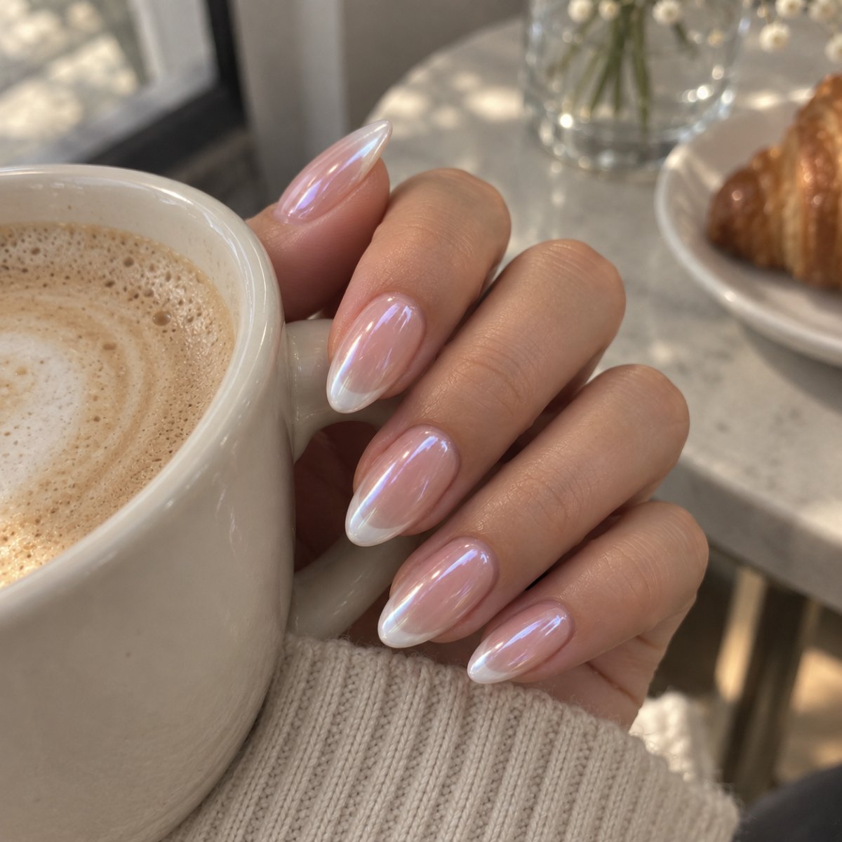 French tip glazed donut nails