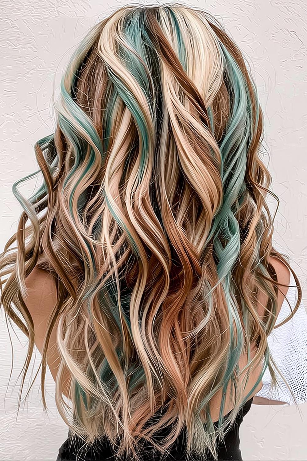 Teal Blonde Waves