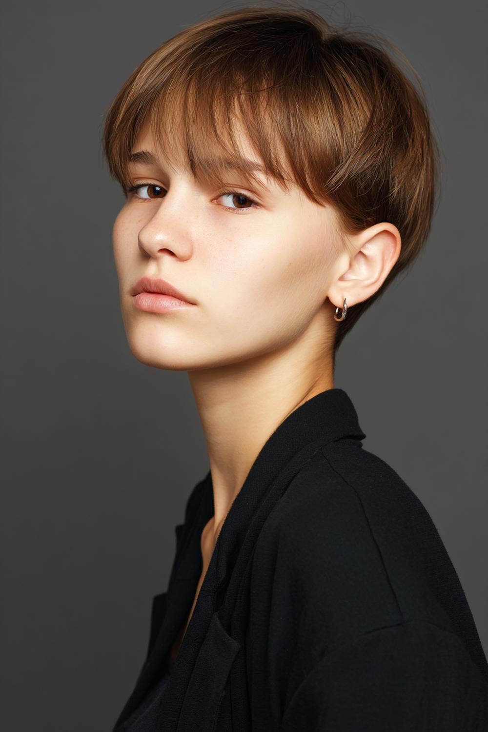 14. Straight and Tucked Behind Ears Hairstyle with Minimalist Finish