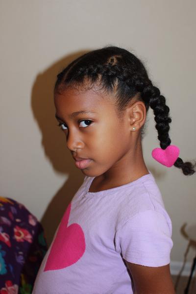 14. Heart-Part Cornrows into Pigtails for hairstyles braids kids ideas