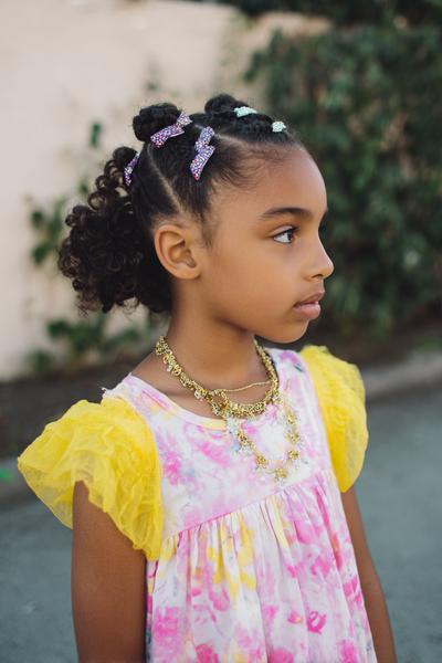 15. Mini Braided Space Buns with Sparkly Elastics for hairstyles braids kids ideas