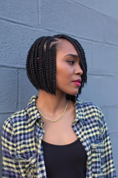 27. Short Box Braids Bob with Deep Side Part for hairstyles braids short ideas