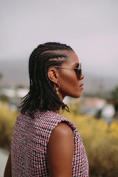 28. Half-Up Mini Braids on Cropped Hair for hairstyles braids short ideas
