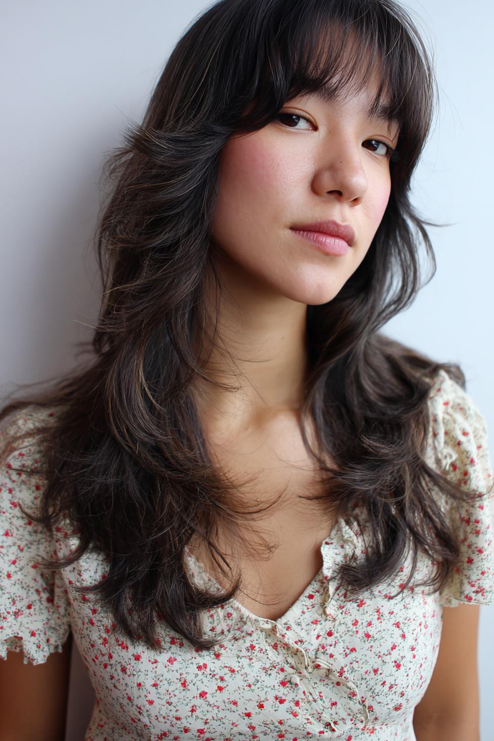 31. Hairstyles for All Hair Types: Layered Shag with Curtain Fringe and Lived-In Texture