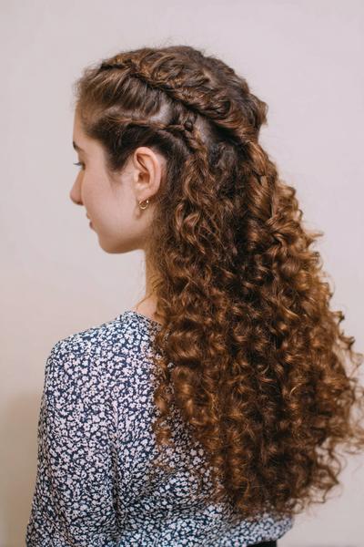 23. Two Dutch Braids into Curly Puffs for hairstyles for curly hair braids ideas