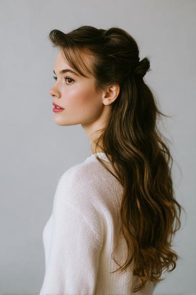 2. Half-Up Claw-Clip French Twist with Soft Face Pieces for hairstyles for long hair easy ideas