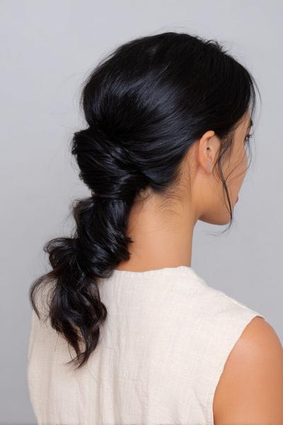 1. Polished Low Twist Ponytail for hairstyles for medium length hair easy ideas
