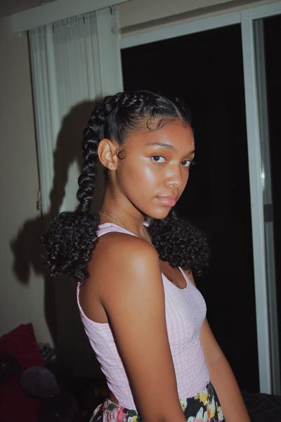 10. Two-Layer Goddess Braids with Curled Ends for hairstyles for school braids black teens ideas