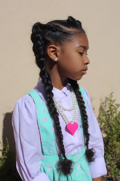 2. Heart-Part Feed-In Braids for hairstyles for school braids black kids ideas