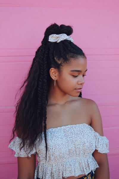 21. Half-Up Rope Twist Braid with Scrunchie for Hairstyles for School Braids Easy for hairstyles for school braids natural ideas