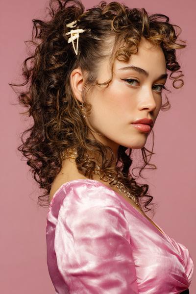 4. Half-Up Claw Clip Twist for Hairstyles for School Curly Hair Tied Up with Face-Framing Ringlets